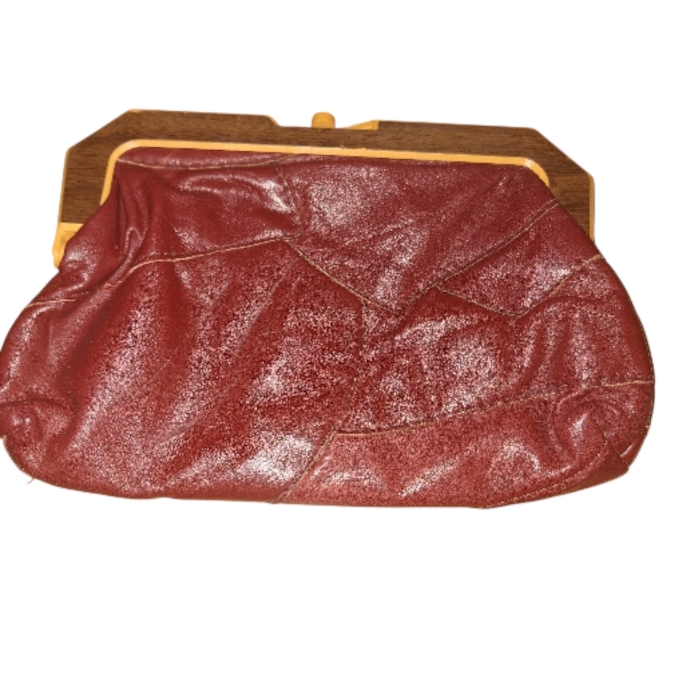 Maroon Leather Clutch Elegant